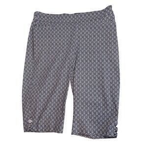Briggs Millennium Navy Blue Geometric Print Comfort Waistband Crop Pants 18W NEW